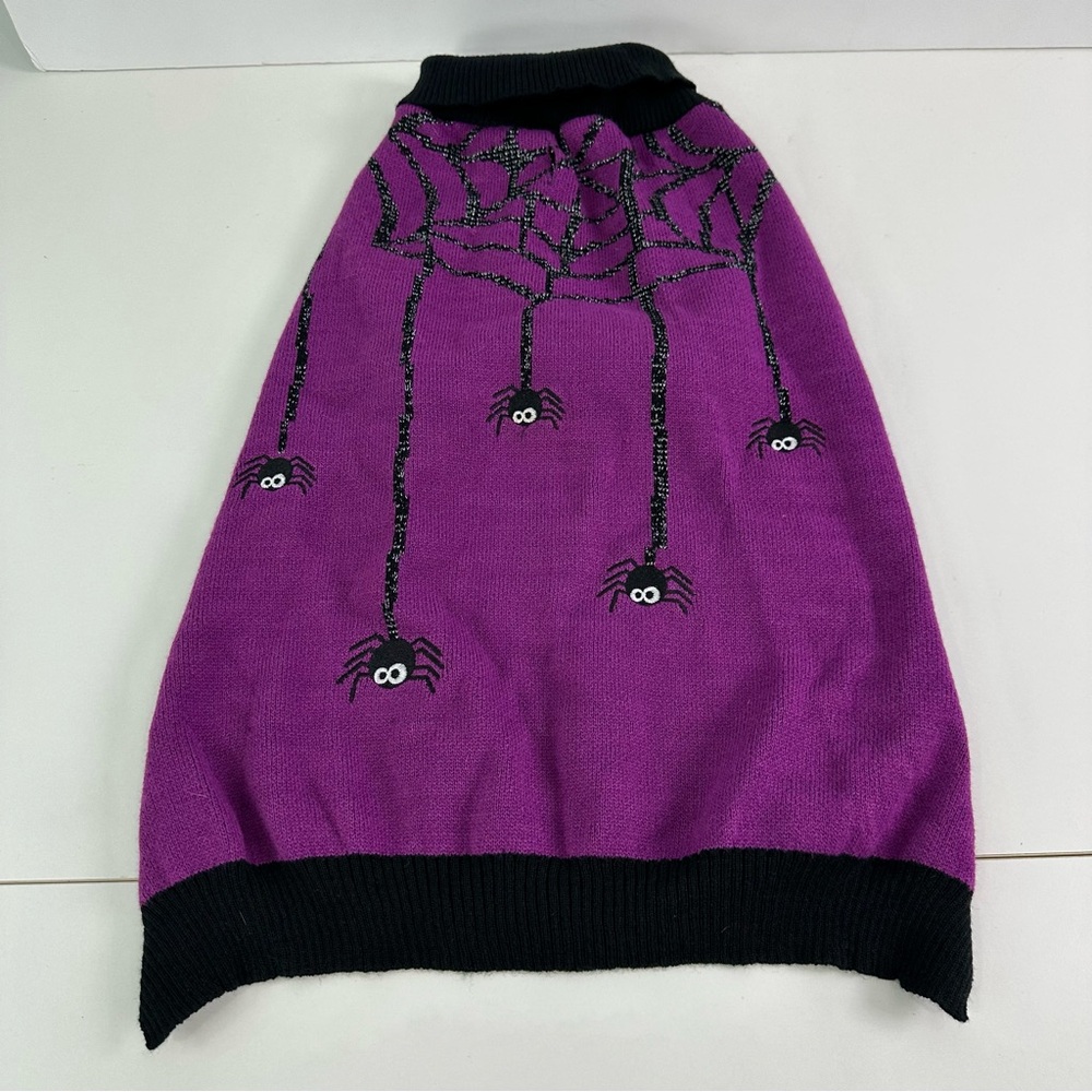 Kyeese Wear Purple and Black Dog Sweater Size XXL Silver Spider Web Design